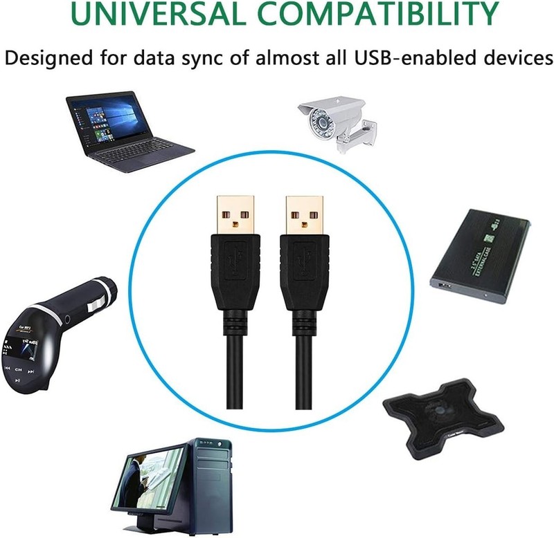 USB A to A Male Cable 30Ft Long Extension Tangle Free for Hard Drive Printer gallery