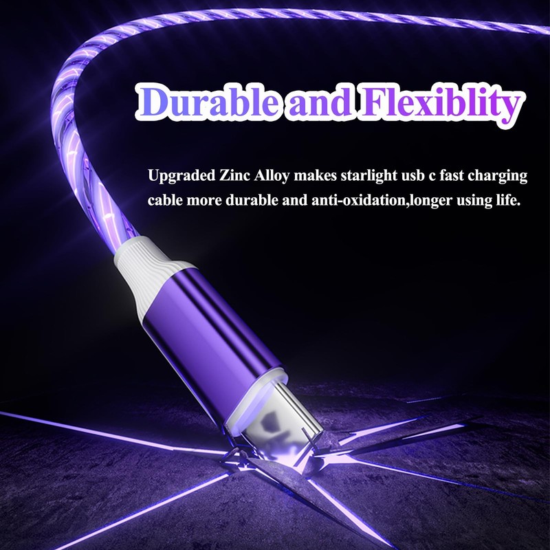 10FT USB C to USB C Cable, Starry Light up Type C Charger Cable for iPhone 17... gallery