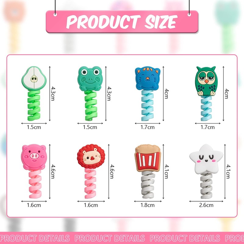 32 Pieces Colorful Cartoon Charger Cable Protectors USB Charger Saver Silicon... gallery