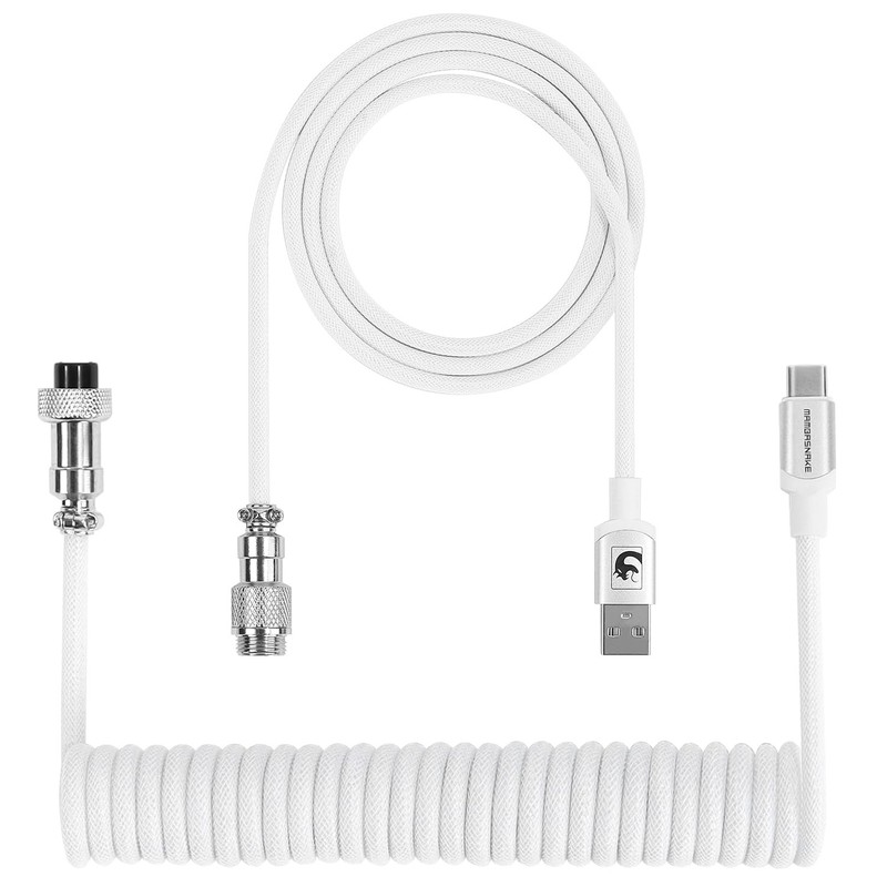 Fast Charging Spiral Type-C to USB A Gaming Mechanical Keyboard Cable, Detach…
