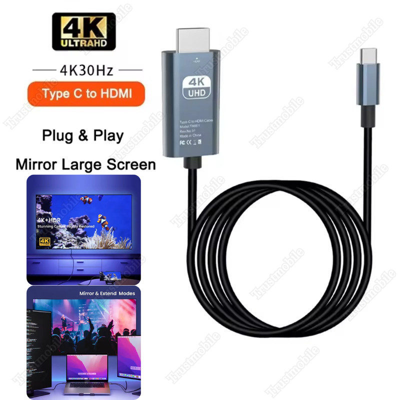 For iPhone17 16 16e 15 Android 4K USB C Type C to HDMI Mirroring Cable HDTV Cord