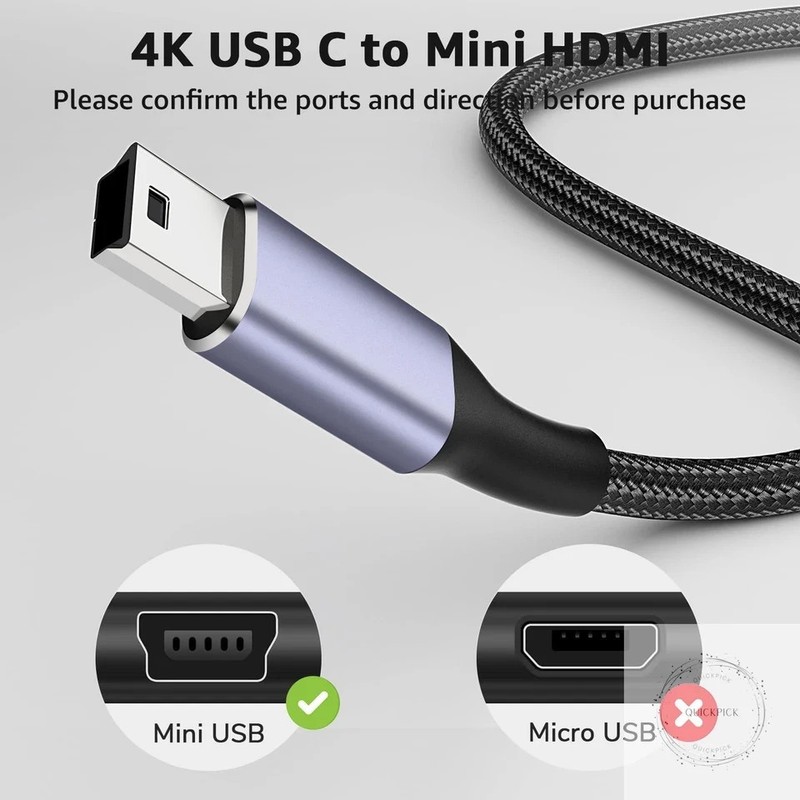 USB C to Mini USB Cable 3FT, [Aluminum Shell, Braided] Durable Mini-B 5-Pin to gallery