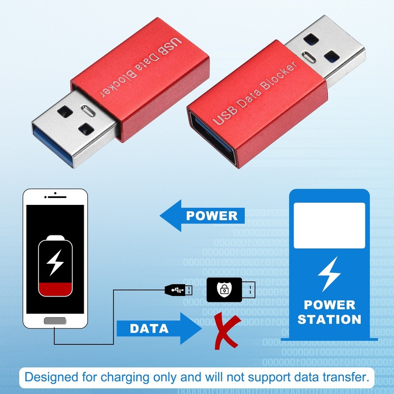 2 Pcs USB Data Blocker, USB A to A Data Protector, Red gallery