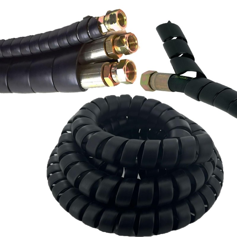 Spiral Cable Wrap Protector 2" OD x 10' - Durable Hose Guard for Hydraulic & Pne