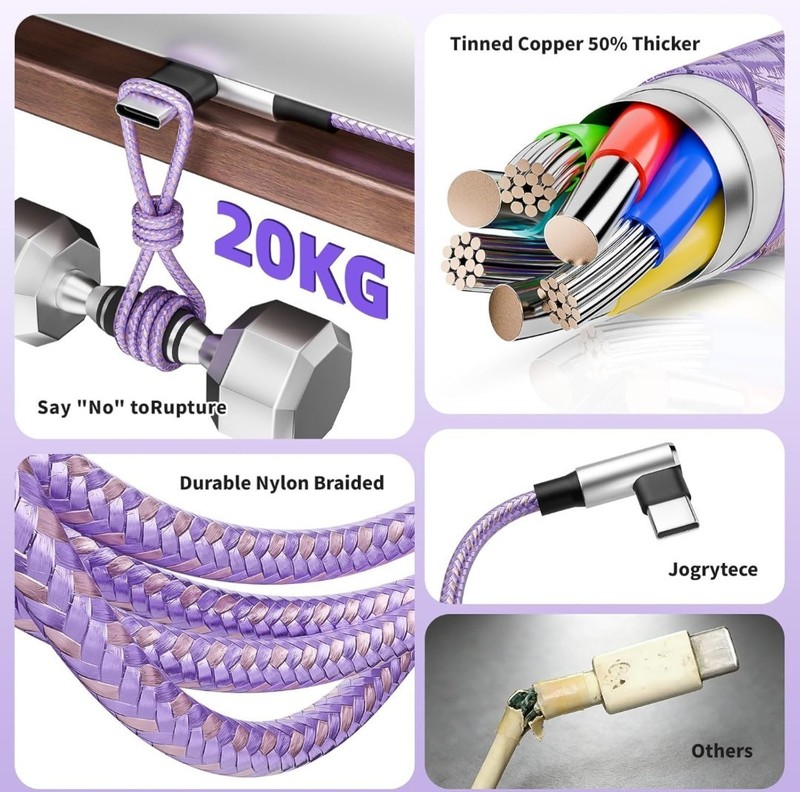 Right Angle 3 in 1 Charging Cable with USB-A to USB C/IP/Micro USB gallery