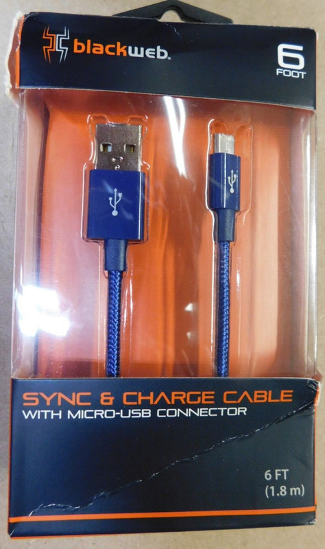 BlackWeb Sync& Charge Cable W/Mico-USB Connector-6 ft