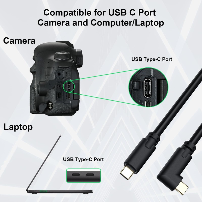 Tethering Cable USB to USB 90° Right Angle Cord 5Gbps Fast Transfer & Chargin... gallery