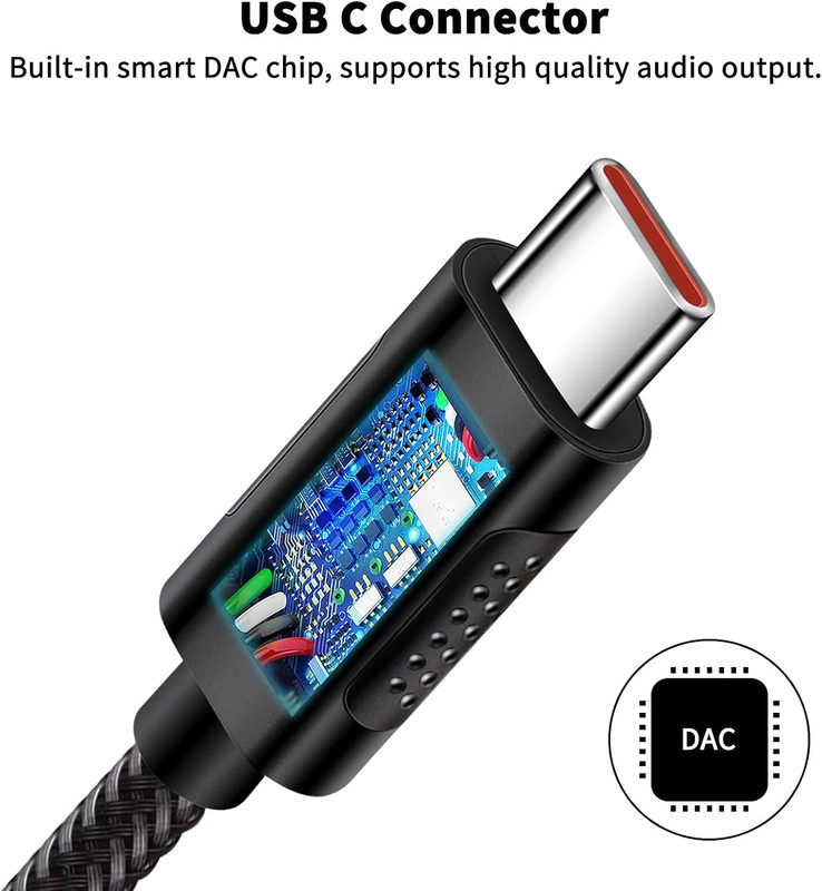 USB C to 3.5Mm Headphone Adapter, USB Type C Dongle Audio Jack Converter DAC Chi gallery