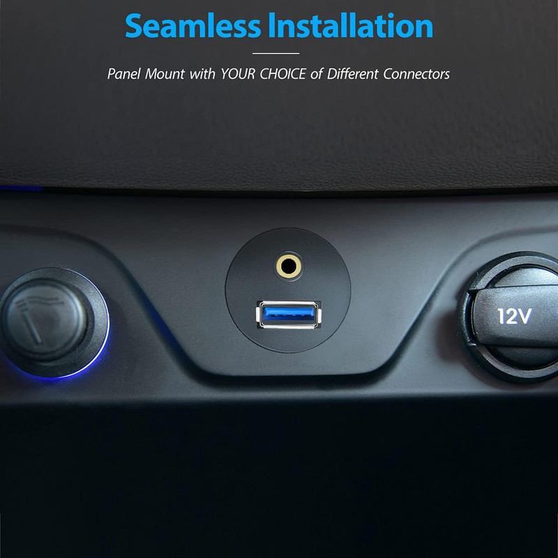 1M 3Ft 3.5Mm & USB 3.0 AUX Extension Mount Flush Cable, Dash & Panel Mount Ca... gallery