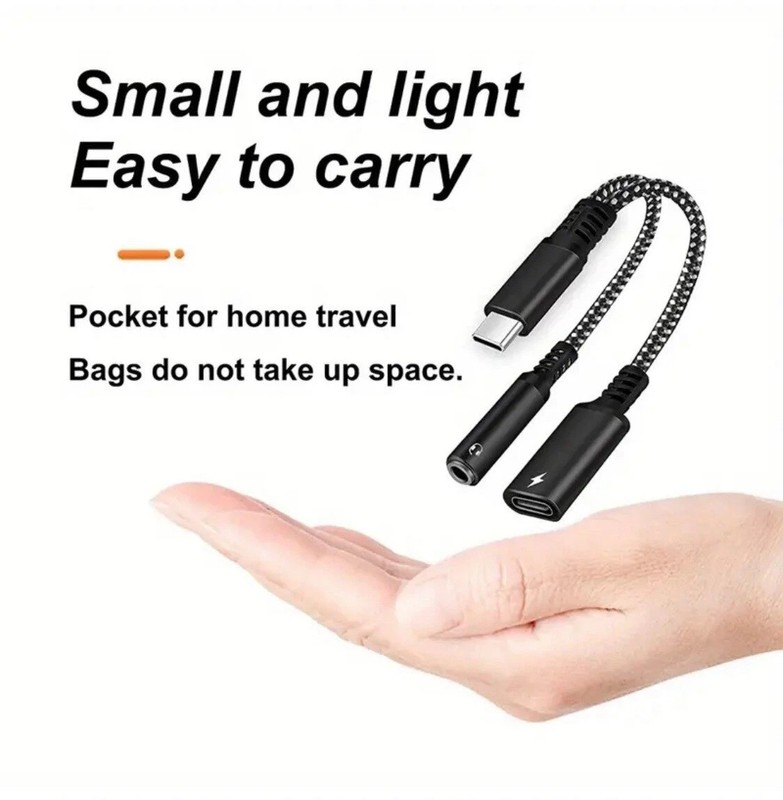 2 IN 1 Audio Charger Splitter Type C Aux Headphone Jack USB C to 3.5mm Adapter gallery