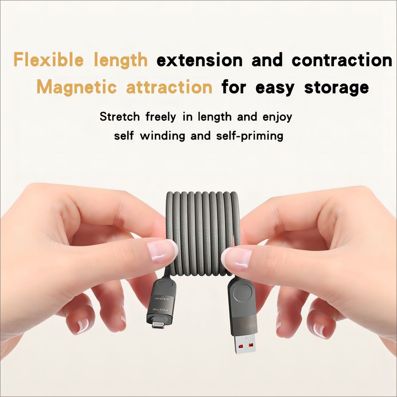 4-in-1 USB-C and Charging Cable,[Automatic magnetic curling] 240W PD Fast Charge gallery