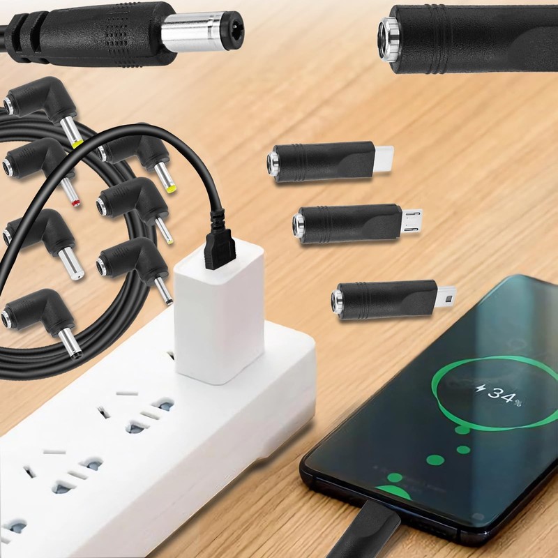 Universal USB to DC Power Cable with 10 Interchangeable Converter Plugs 3ft gallery