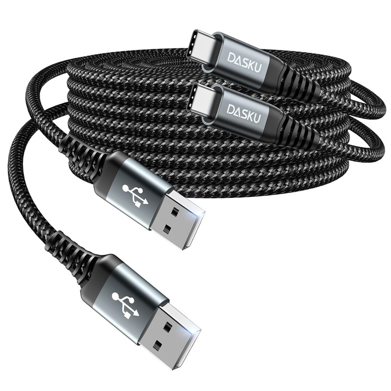 USB C Cable 3A Fast Charging [2 Pack 6FT], USB A to USB C, Braided, Black