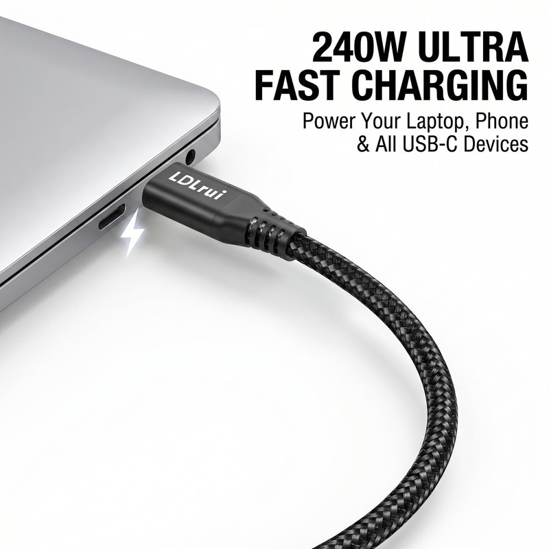 USB4 Data Cable 3FT, 40Gbps, Thunderbolt 4/3 , 240W PD 3.1 Fast Charging, 8K6... gallery