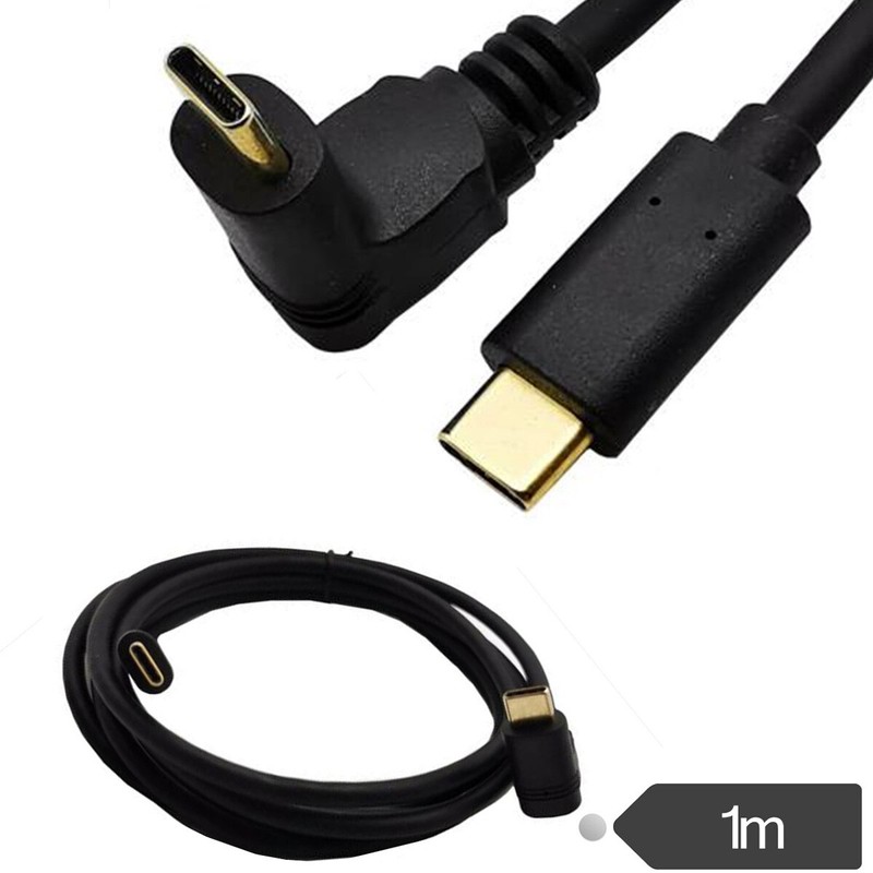 1x USB Type C 90°to Type C Male to Male Adapter Fast Charge Charging Cable 3A 1m