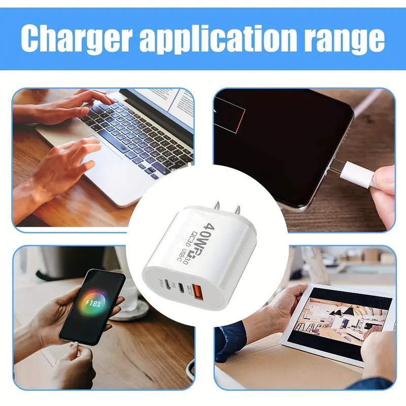 Dual PD 40W Fast Wall Charger Power Adapter For iPhone 16 Pro Max 15 13 8 Plus gallery