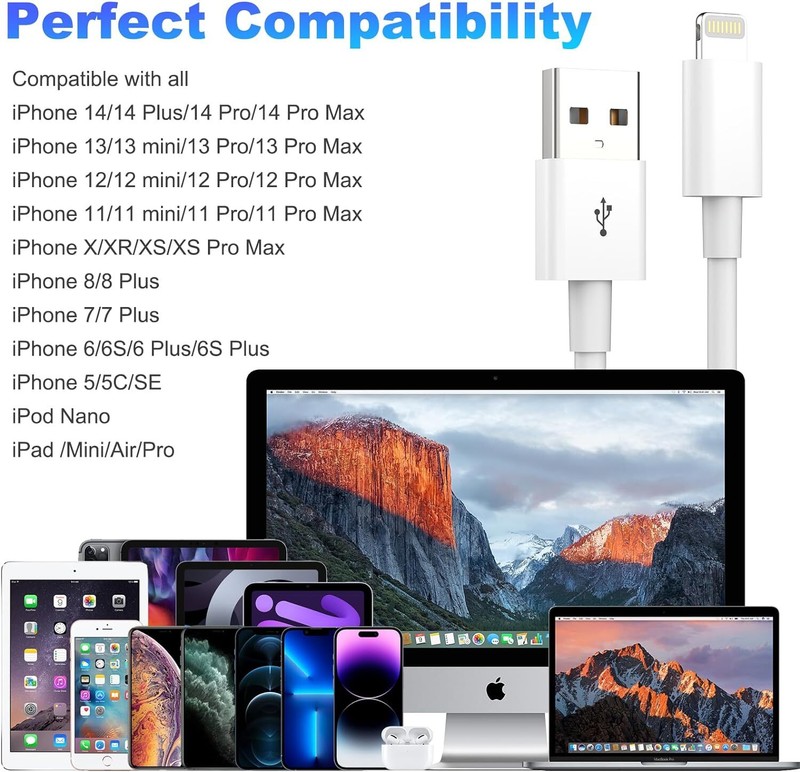 3PACK USB Data Fast Charger Cable Cord For Apple iPhone 5 6 7 8 X 11 12 13 MAX gallery
