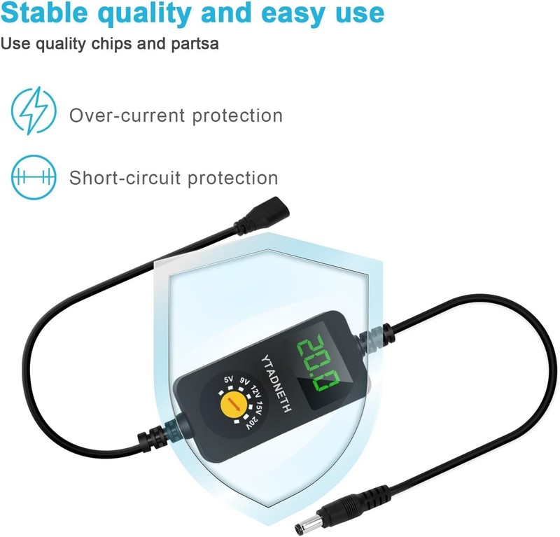 Universal USB C to DC Adapter, Barrel PD Trigger Cable, USB-C to DC 5V 9V 12V 15 gallery