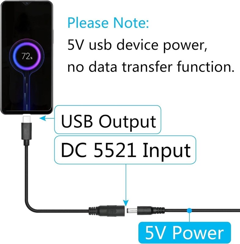 30cm USB C to 5.5x2.1mm DC Power Cable – 100W Fast Charging Versatile Adapter gallery