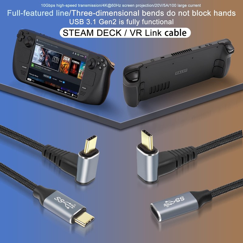 2M Right Angle USB C Extension Cable,90 Degree 10Gbps PD 100W USB3.1 Gen2 Mal... gallery
