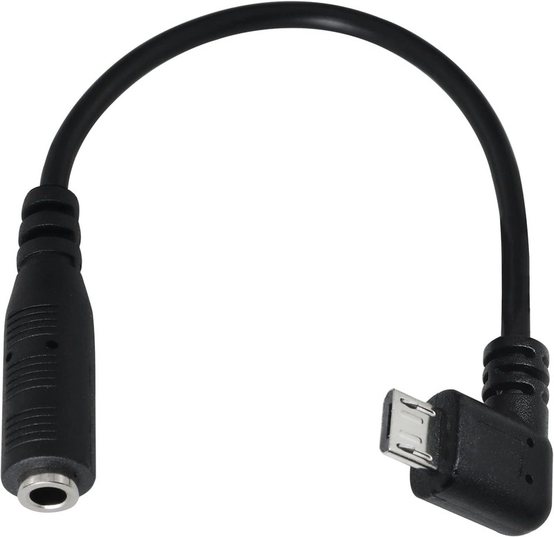 Micro USB to 3.5Mm Jack Audio Adapter Cable Black Right Angled Micro USB Male to