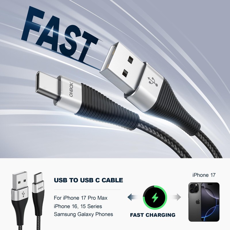 3-Pack 10FT USB C Charger Cord, 3A Fast Charging, Extra Long Nylon Braided Cable gallery