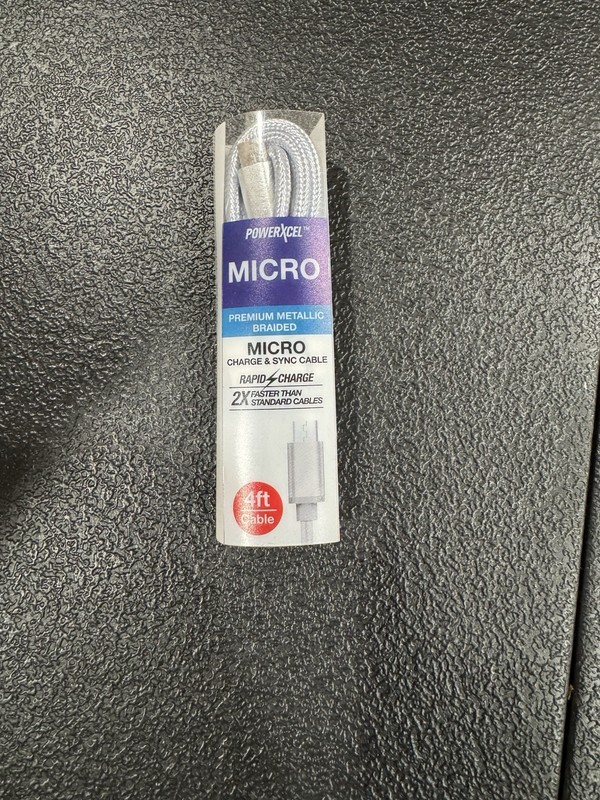 Powerxcel Premium Metallic Braided Micro Charge & Sync 4ft Cable.