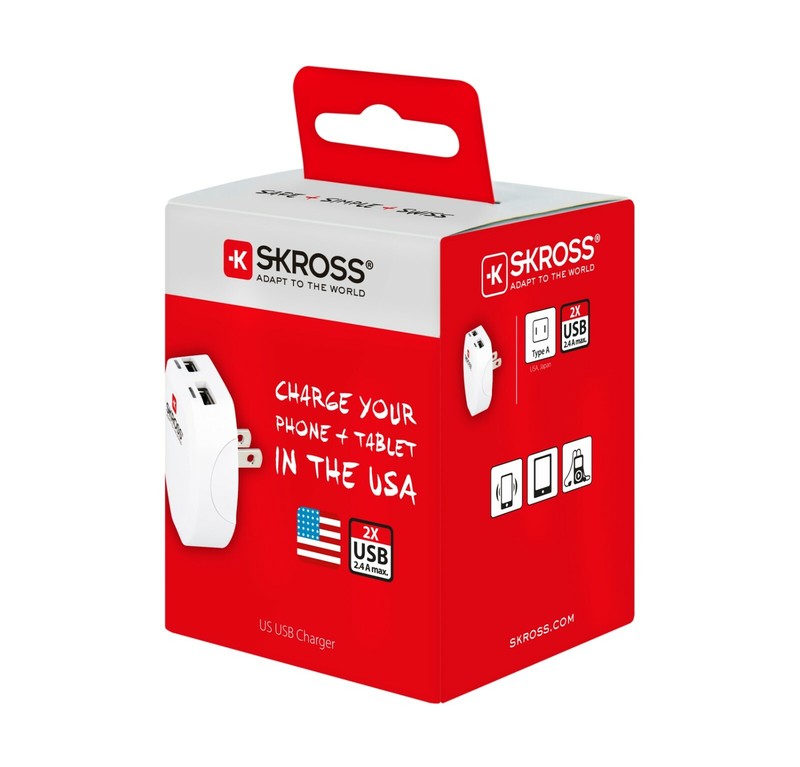 Skross US USB White Travel Charging Adapter gallery