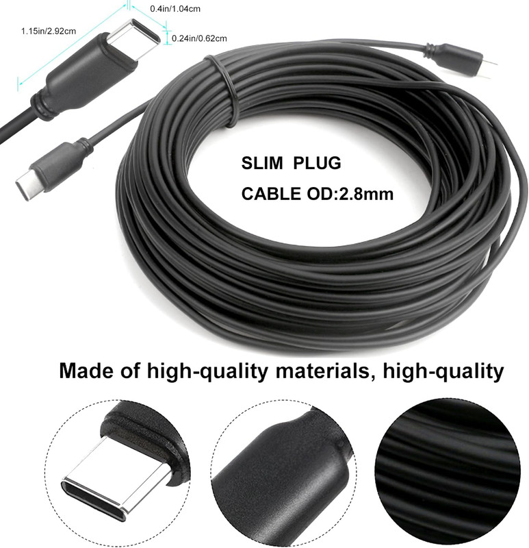 Slim USB C to USB C Cable 25FT, Long USB2.0 Cable USB C to Type C Fast Charging gallery
