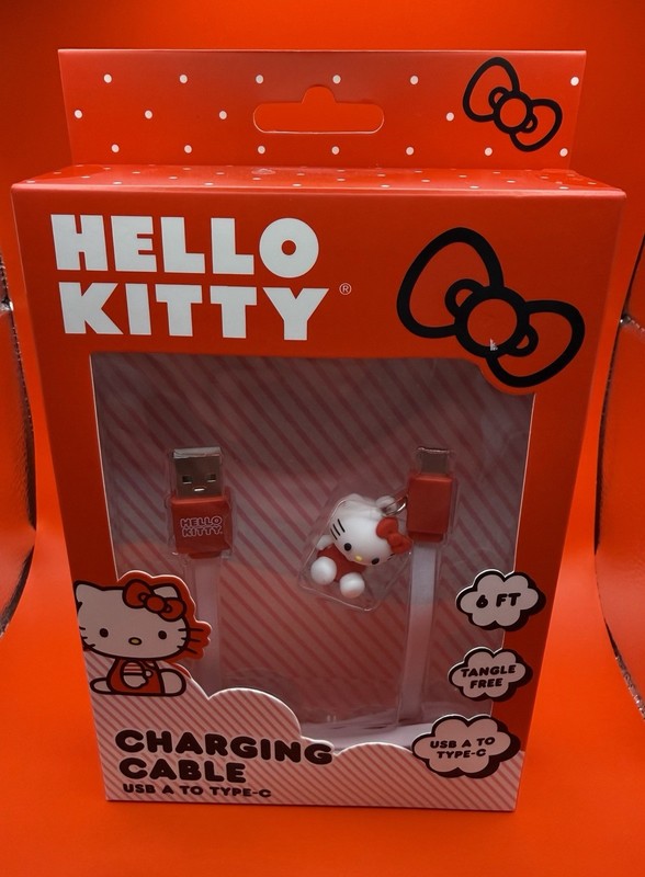 NEW Hello Kitty USB-A to USB-C 6ft Fast Charging Cable w/Hello Kitty Charm