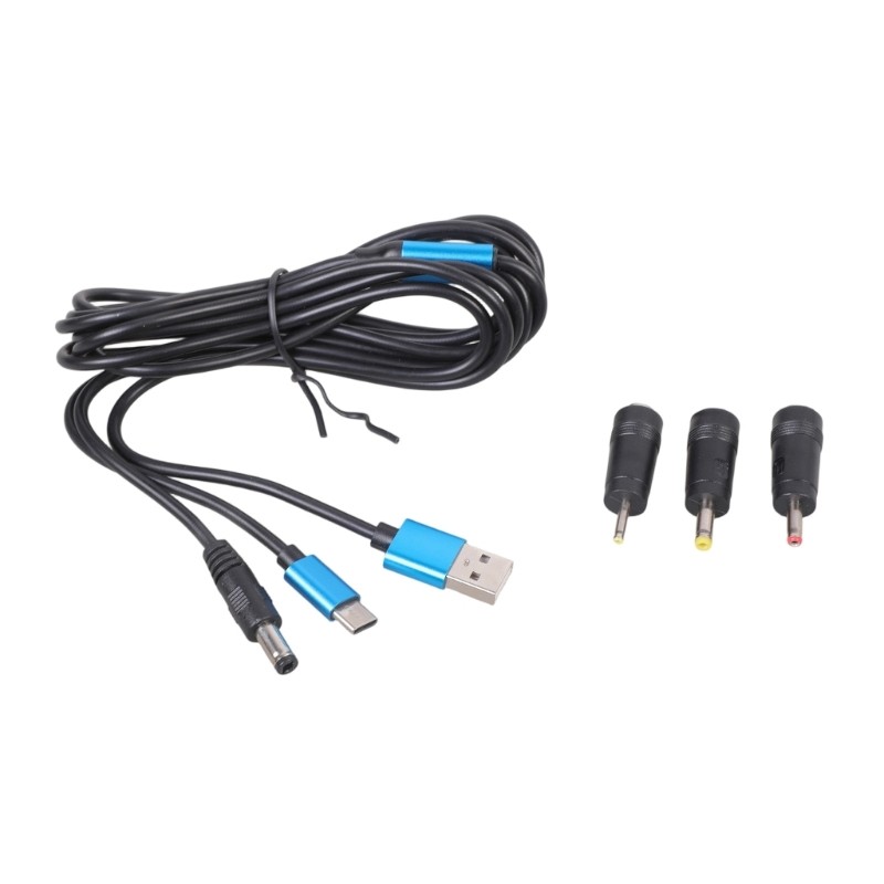 5V Charging Cable USB To Type C And 5.5x2.5mm Connectors Includes 3 Converters