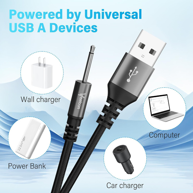 2.5Mm DC Charging Cable 2 FT-2 Pack，Usb a to DC 17Mm X 2.5Mm Fast Charging Cord gallery