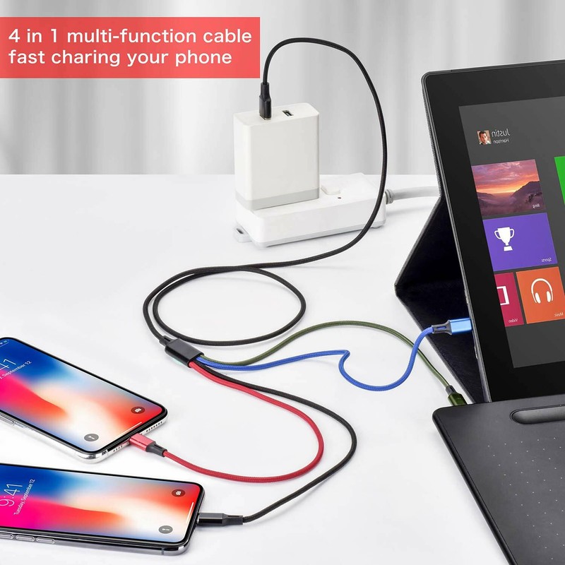 2Pack Fast USB Charging Cable Universal 4 in 1 Multi Function Cell Phone Charger gallery