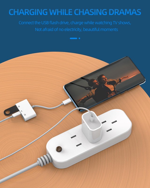 USB-C to Dual USB A Adapter(3in1) Type-C Charge Cable C+2USB 1Pack gallery
