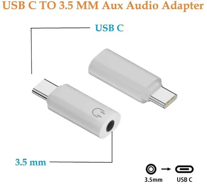 2 Pack USB-C Type C Adapter Port to 3.5MM Aux Audio Jack Earphone Headphone Car gallery