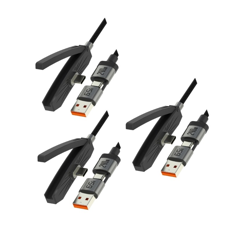 Fast Speed 240W USB C Charging Cable Built in Holder Braided Cord 1.8m Length gallery