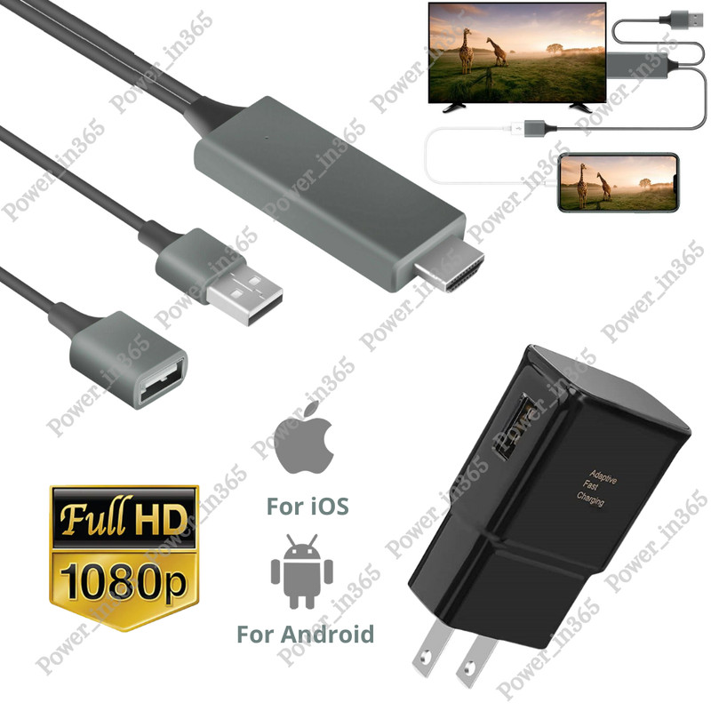 For iPhone iPad Android HDMI Mirroring Cable 1080P Phone To TV HDTV AV Adapter