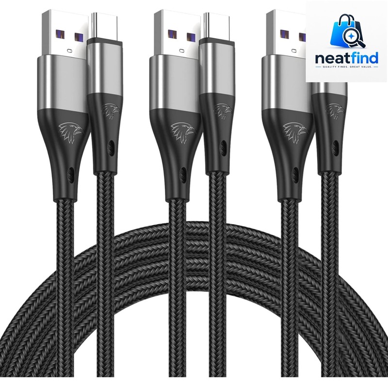 USB A to USB C Cable 3Pack 10Ft Fast Charging 3A Long Nylon Braided Cord | 48…