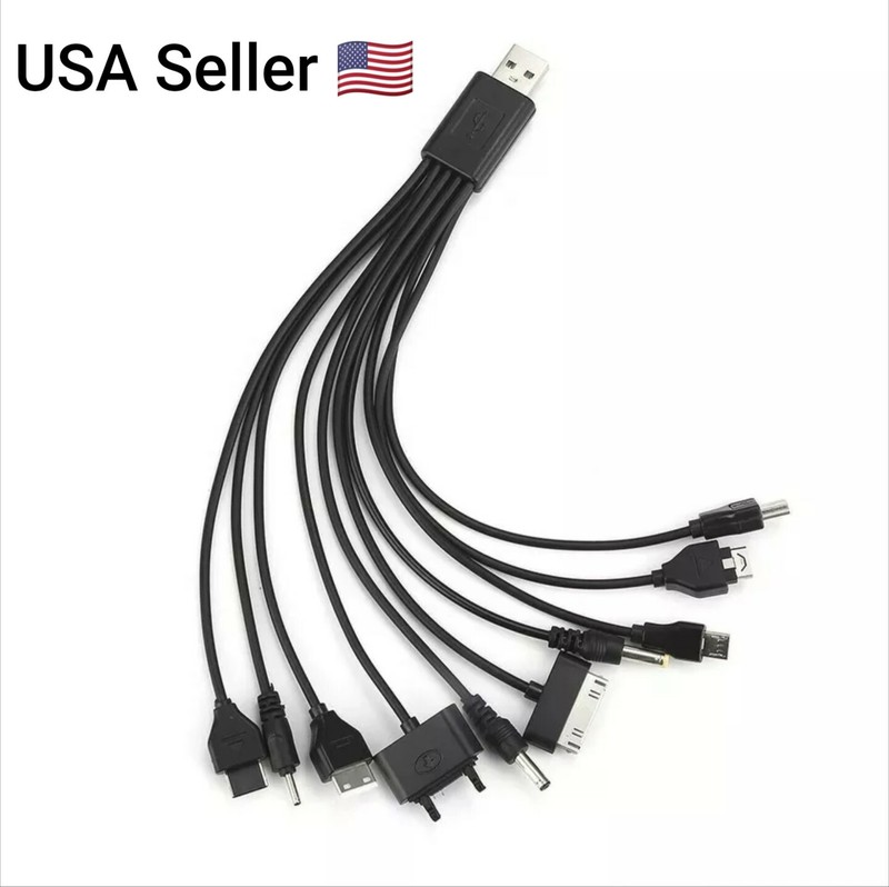 Universal 10 In 1 USB 2.0 Version Black Multi Charger Mobile Phone Cable