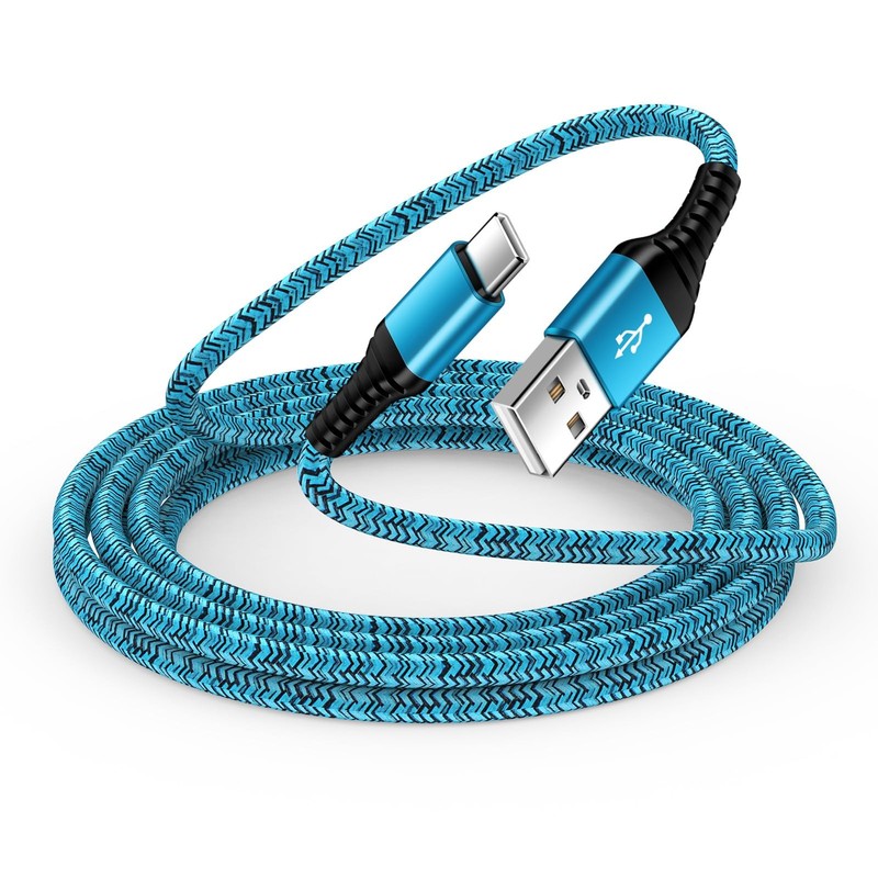 USB A to C Cable 3A Fast Charging Car Carplay Cord 6 FT Type 6 feet, Blue