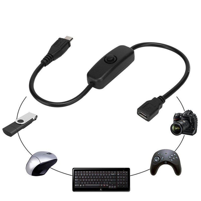 Micro USB Female-Male Extension Cable With 501 Button Switch For