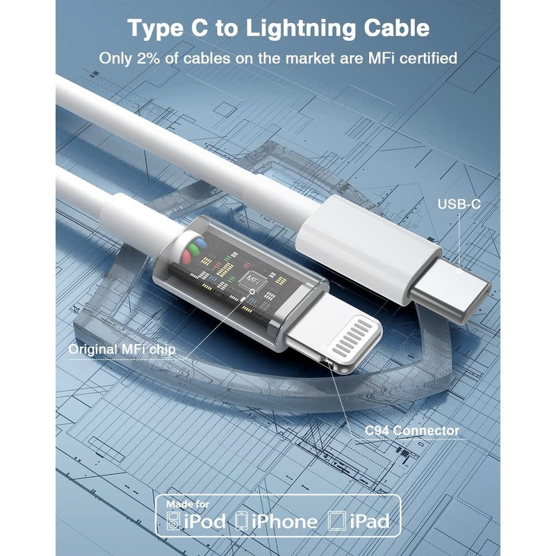 Apple MFi Certified 2 Pack 6ft USB C to Lightning Fast Charging Cable Cord gallery