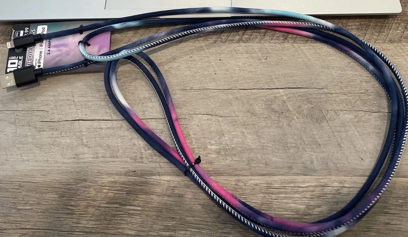 USB to Lighting Cable 10 Feet Tie Dye Canvas. Tie dye canvas. For iPhone/ipad