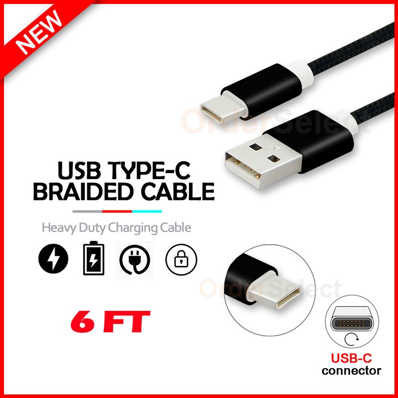 USB Type-C 6FT Braided Charger Cable Cord for Android Phone Google Pixel 4 /4A/5