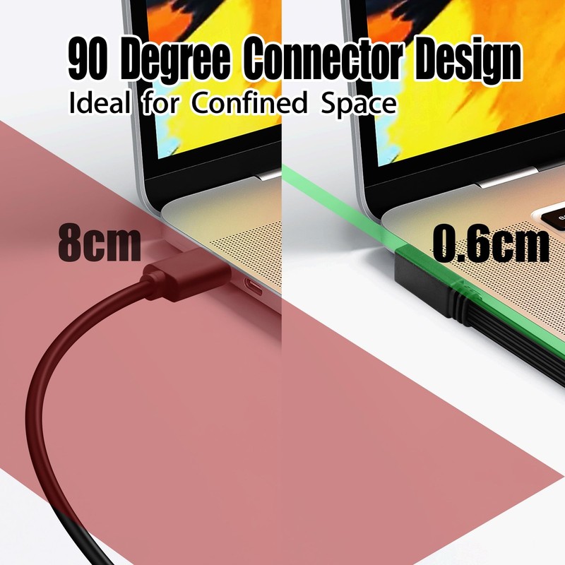 USB Splitter Cable 90 Degree USB 2.0 A Male to Double Female Adapter 1.6 FT gallery