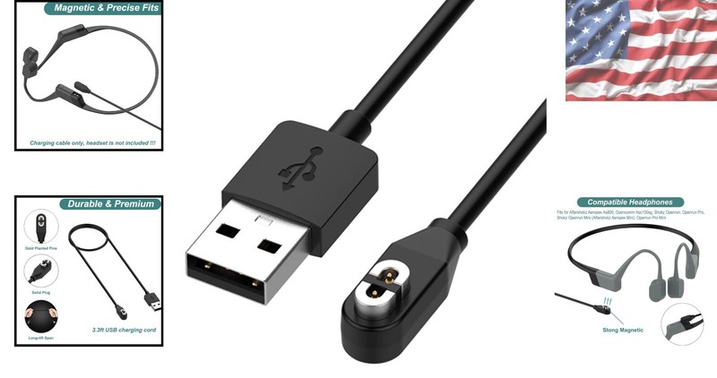Extra 3.3ft Magnetic Charger for Shokz OpenComm & Aeropex - Quick Charge gallery