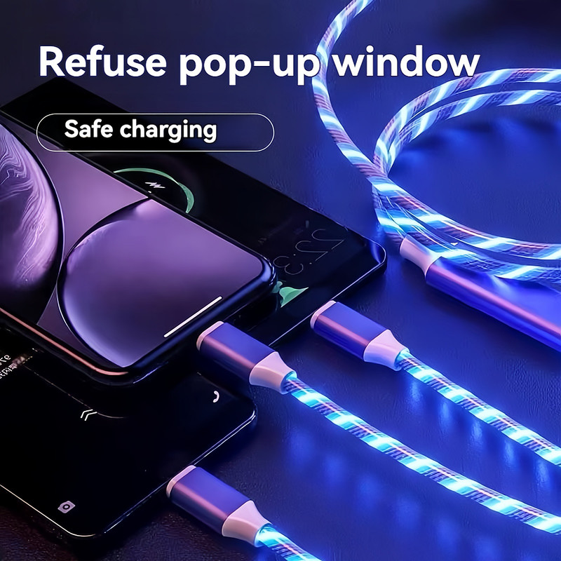 Cool 3-IN-1 Fast Charging Cable for iPhone/Android Micro Type Interface New gallery