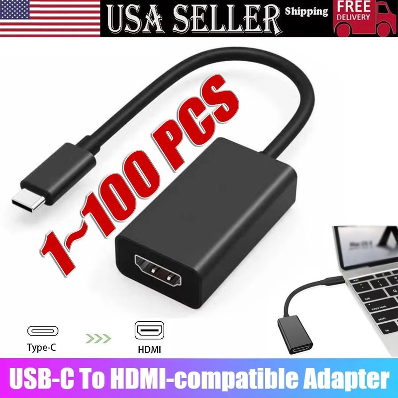 USB-C Type C To HDMI Adapter USB3.1 Cable For MHL Android Phone Tablet Black LOT