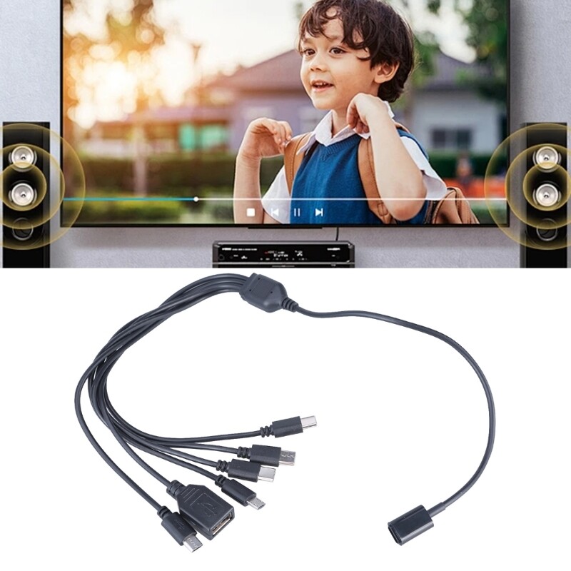 Convenient 6 in 1 Type C Charging Adapter Cable with USB & USB Port gallery