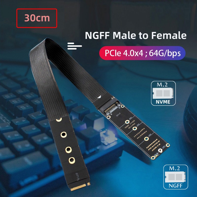Chenayng M-Key NVME Male PCI-E 4.0 to PCI Extension Cable 30cm for Mainboard SSD gallery